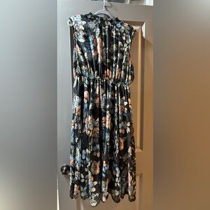 Torrid Black Maxi Dress with Pink Floral Design